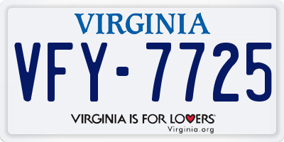VA license plate VFY7725