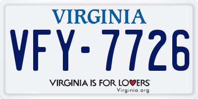 VA license plate VFY7726