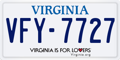 VA license plate VFY7727