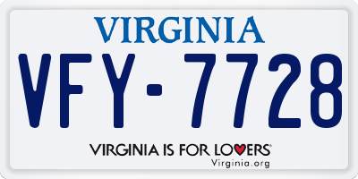 VA license plate VFY7728