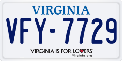 VA license plate VFY7729