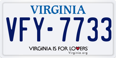VA license plate VFY7733