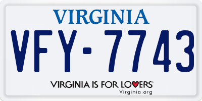 VA license plate VFY7743
