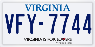 VA license plate VFY7744