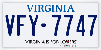 VA license plate VFY7747