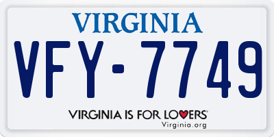 VA license plate VFY7749