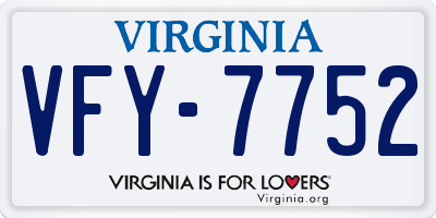VA license plate VFY7752