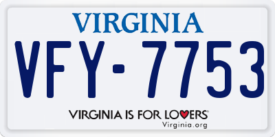 VA license plate VFY7753