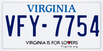 VA license plate VFY7754