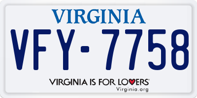 VA license plate VFY7758