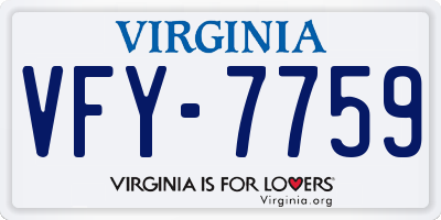 VA license plate VFY7759