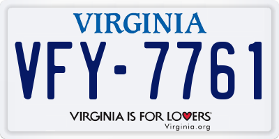 VA license plate VFY7761