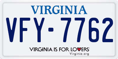 VA license plate VFY7762