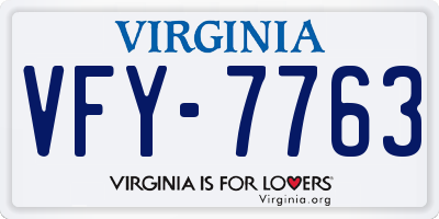 VA license plate VFY7763