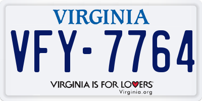 VA license plate VFY7764