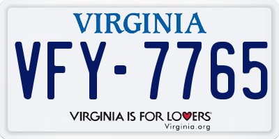 VA license plate VFY7765
