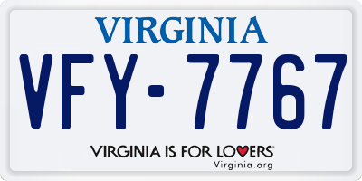VA license plate VFY7767