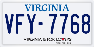 VA license plate VFY7768