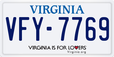 VA license plate VFY7769