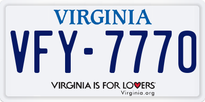VA license plate VFY7770