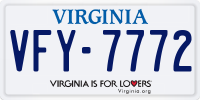 VA license plate VFY7772