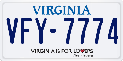 VA license plate VFY7774