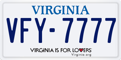 VA license plate VFY7777