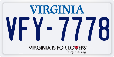 VA license plate VFY7778
