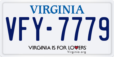 VA license plate VFY7779