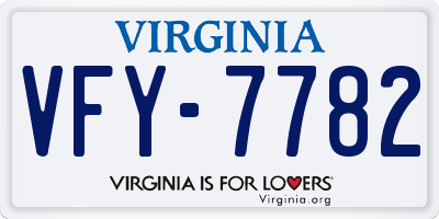 VA license plate VFY7782