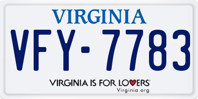 VA license plate VFY7783