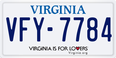 VA license plate VFY7784