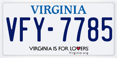 VA license plate VFY7785