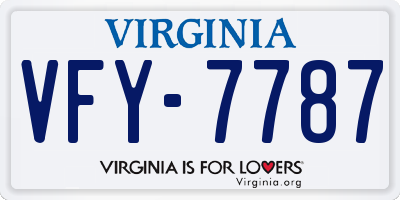 VA license plate VFY7787