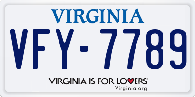 VA license plate VFY7789