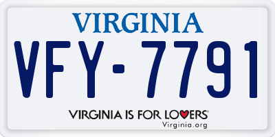 VA license plate VFY7791