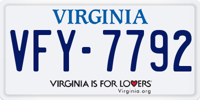 VA license plate VFY7792