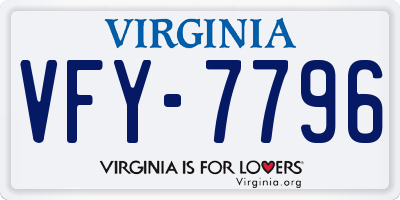 VA license plate VFY7796