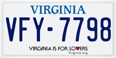 VA license plate VFY7798