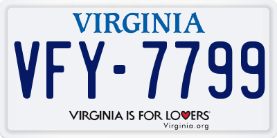 VA license plate VFY7799