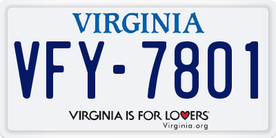 VA license plate VFY7801