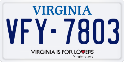 VA license plate VFY7803