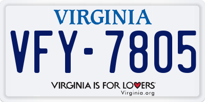 VA license plate VFY7805