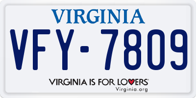 VA license plate VFY7809