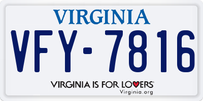 VA license plate VFY7816