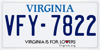 VA license plate VFY7822