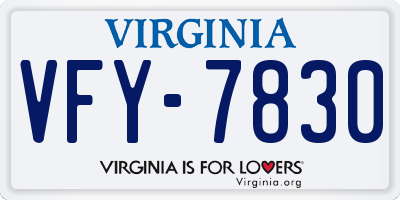 VA license plate VFY7830