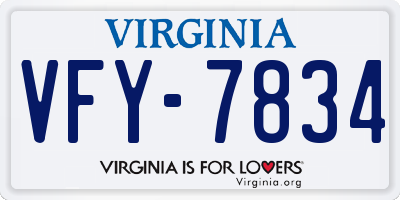 VA license plate VFY7834