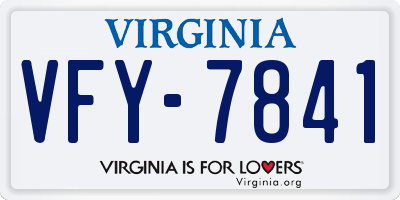 VA license plate VFY7841
