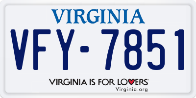 VA license plate VFY7851